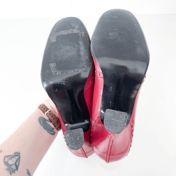 True Meaning Womens Leather Studded Heels Pumps Red Size 9 - Picture 3 of 6